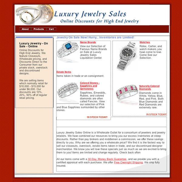 Luxury Jewelry Sales - Web Assist Design Award 2007